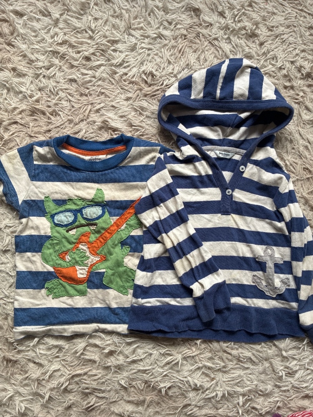Mini Baby Boden Monster Shirt and Hoodie Size 2 3
